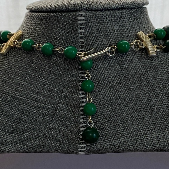 Beautiful Japan two strand acrylic necklace in greens and black. - Picture 5 of 6